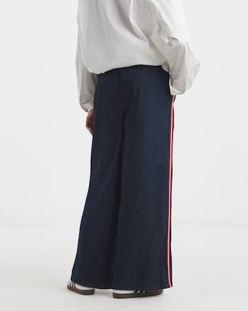 Simply Be Dark Wash Side Stripe Wide Leg Jeans