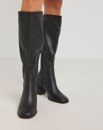 Chana Heeled Stretch Boots Wide E Fit Curvy Plus to Extra Curvy Plus Calf