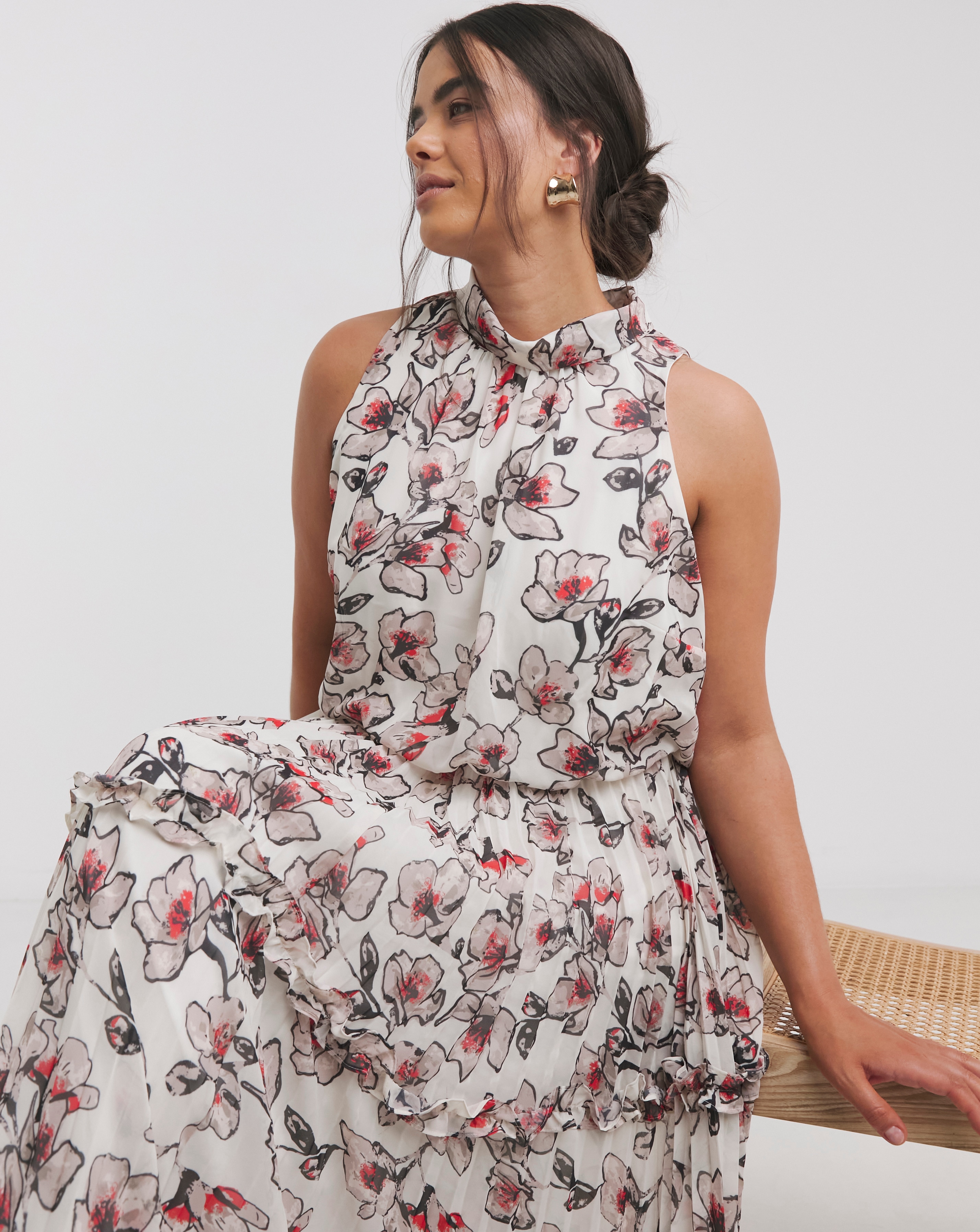 Joanna Hope Ruffle Pleated Dress | Fashion World
