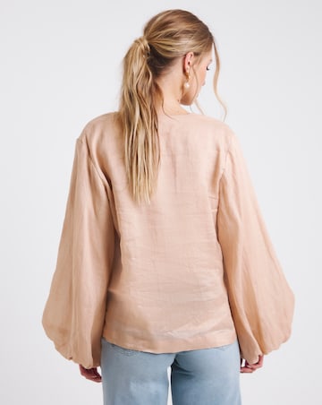 Simply Be Blush Premium Ramie Volume Sleeve Blouse