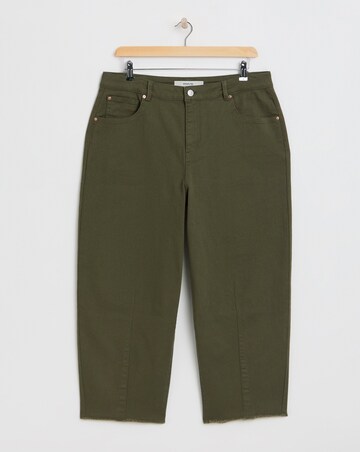 Olive Comfort Stretch Dart Detail Barrel Leg Jeans