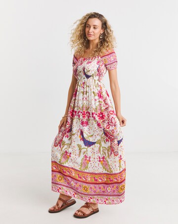 Joe Browns Glorious Boarder Print Shirred Maxi Dress