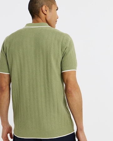 Button Through Texture Knitted Polo