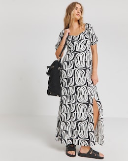 Simply Be Ruched Front Linen Mix Maxi Dress