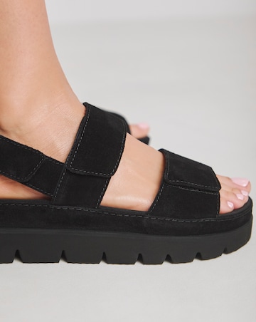 Simply Be Chara Suede Touch and Close Sandals - Extra Wide Fit (EEE)