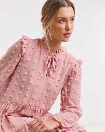 Flounce London Dobby Spot Mini Dress