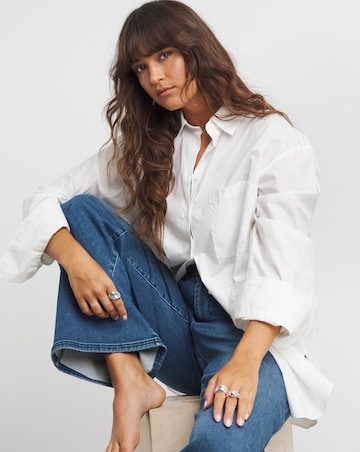 Mid Wash Cosy Finish Wide Leg Jeans