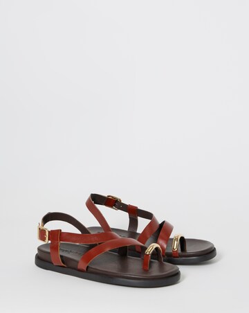 Carlota Leather Toe Hardware Footbed Sandals - Wide Fit (E)