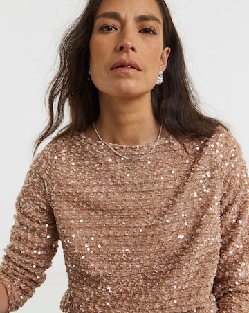 Boucle Sequin Slash Neck Top