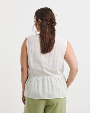 Simply Be White Tie Front Cami With Scallop Edge