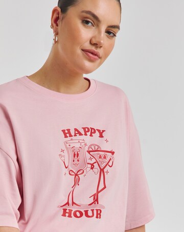 Pink Happy Hour Graphic T-Shirt