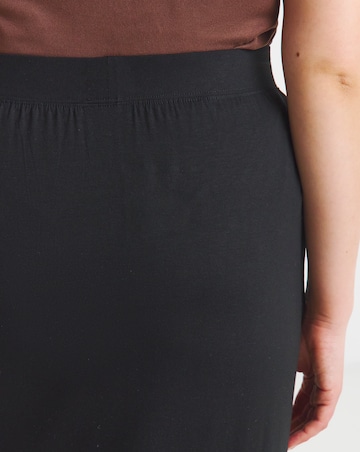 Black Jersey Tube Midi Skirt