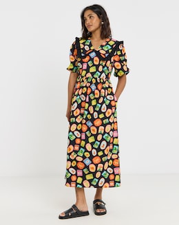 Twisted Wunder Postcard Collared Midaxi Dress