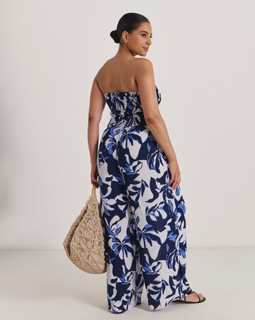 Beach To Beach Shirred Bandeau Beach Jumpsuit