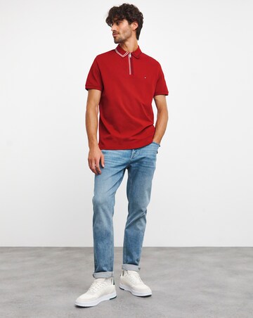 Tommy Hilfiger Dark Red Zip Neck Polo