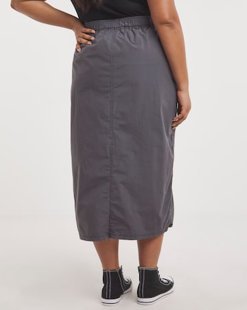 Charcoal Grey Parachute Cargo Midi Skirt