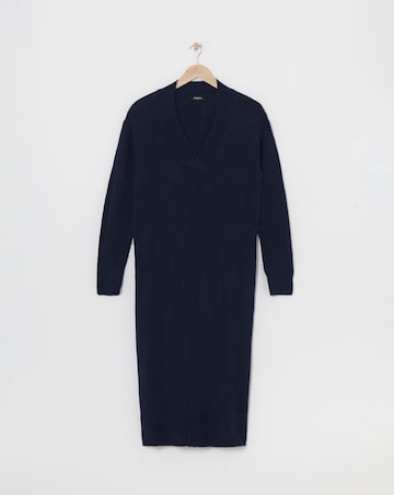 Navy V Neck Knitted Midaxi dress