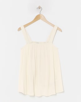 Simply Be Ecru Crinkle Ruched Strap Cami