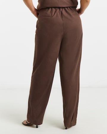 Simply Be Chocolate Linen Barrel Leg Trousers