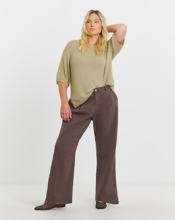 Simply Be Chocolate Pleat Wide Leg Jeans
