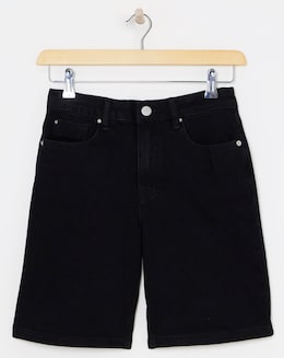 Washed Black Bermuda Denim Shorts