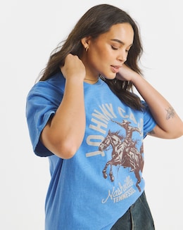 Simply Be Blue Johnny Cash License T-Shirt
