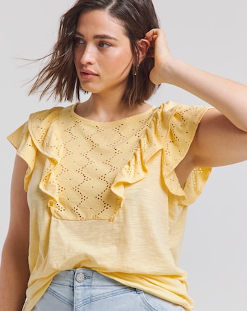 Simply Be Pale Yellow Broderie Yoke Top