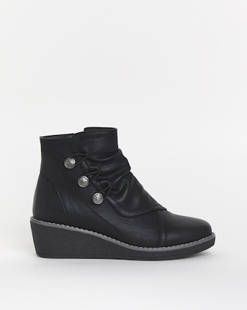 Cushion Walk Wedged Crepe Sole Button Ankle Boot EEE Fit