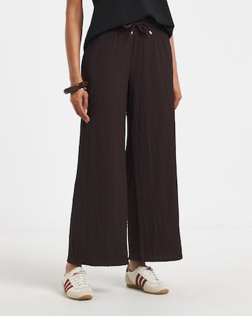 Chocolate Jersey Textured Wide Leg Trousers