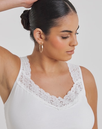 Pretty Secrets (2 Pack) Lace Trim Vests White/Black