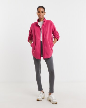 Fleece Longline Zip Through Jacket