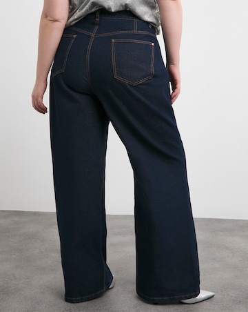 Indigo Contrast Stitch Wide Leg Jeans