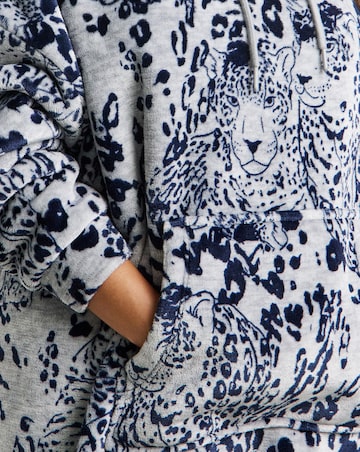 Oversized Leopard Print Fleece Hooded Lounge Dress