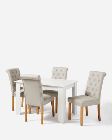Dakota 4 Seater Dining Table with 4 Ava Button Back Chairs