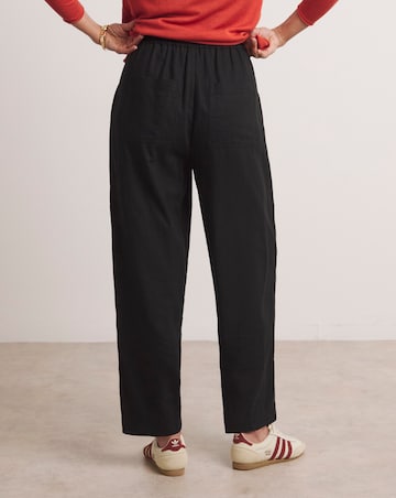 Anthology Linen Mix Black Barrel Leg Trousers