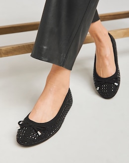 Charlize Embellished Ballerina Shoes Wide E Fit Simply Comfort