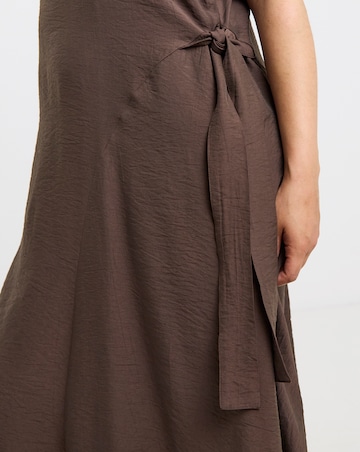 Simply Be Chocolate Side Tie Fit & Flare Midi Dress