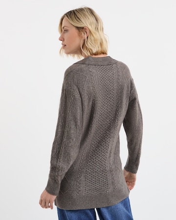 Grey Marl Longline Cable Jumper