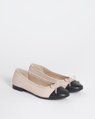 Vine Leather Ballerina With Toe Cap - Wide Fit (E)