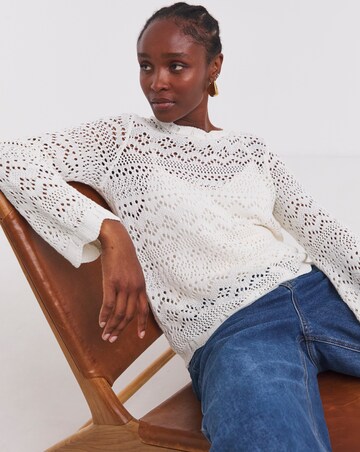 Simply Be Ivory Pointelle Hole Knit Jumper