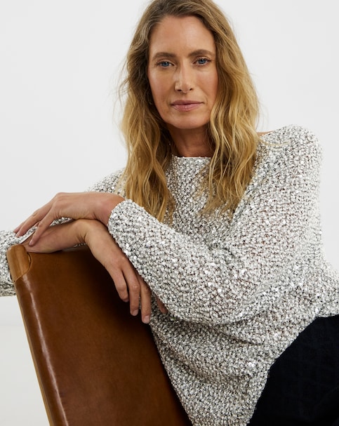 Mono Sequin Popcorn Slouch Top