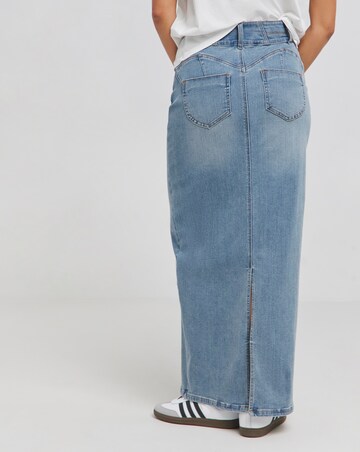 Light Wash Magisculpt Denim Maxi Skirt