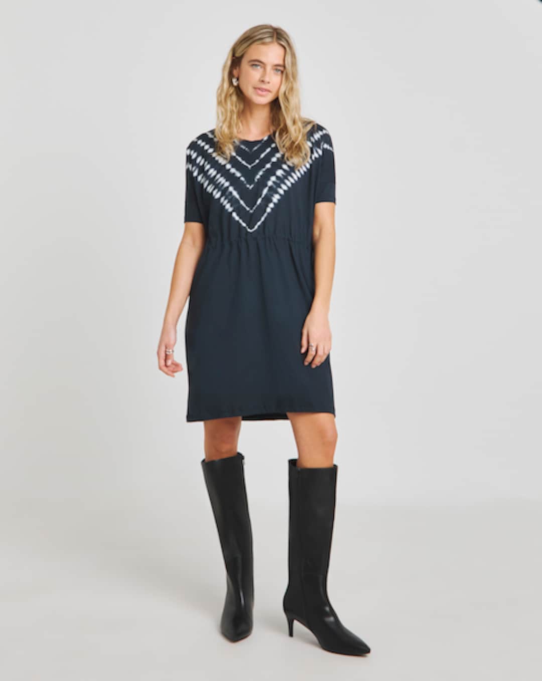 slim fit dress slacks Long Sleeve A-Line Shirt Dress in Vintage Black main image 1