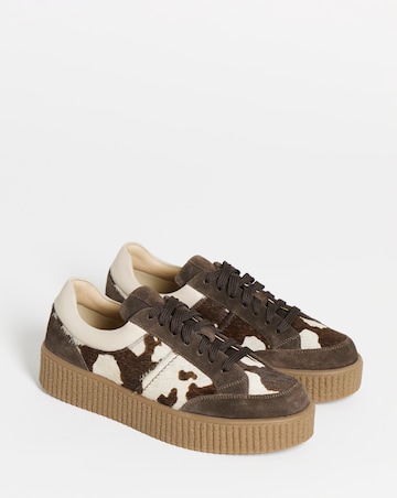 Beth Leather Chunky Lace Up Trainer - Wide Fit (E)