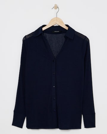 Sheer Button Up Jersey Shirt