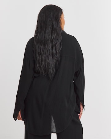 Simply Be Black Crinkle Shirt