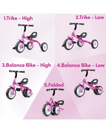 Xootz Switch Rider Folding Balance Bike Trike - Pink