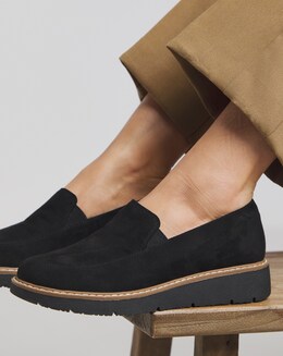 Heavenly Soles Rylee Low Wedge Slipper Cut Plain Loafer - Extra Wide Fit (EEE)