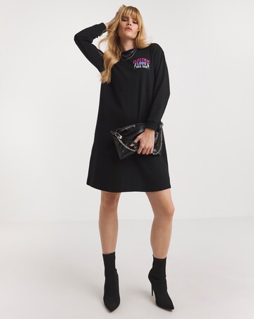 Black Back Print Rock T-Shirt Dress
