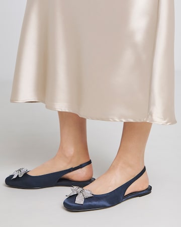 Monroe Diamante Bow Slingback Shoes - Wide Fit (E)